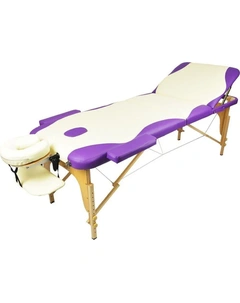 Массажный стол Atlas Sport 70 см складной 3-с деревянный (кремово-фиолетовый) Atlas sport - слайд 2