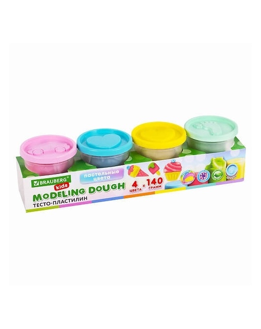 Пластилин тесто KIDS крышки-штампики Brauberg - 1